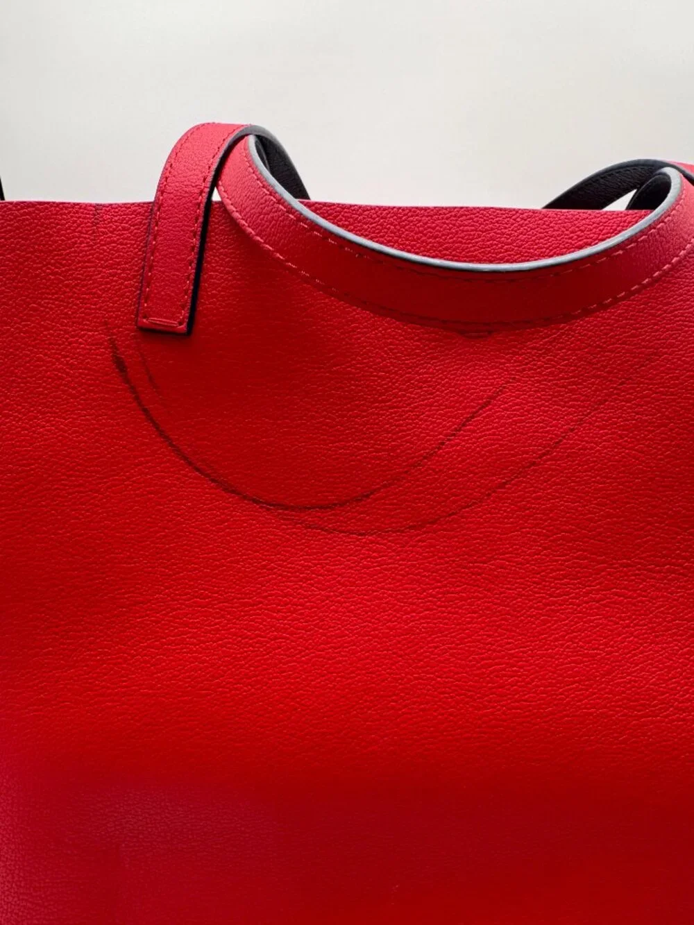 CH Carolina Herrera Large Red Leather Tote Bag with Removable Zip Pouch